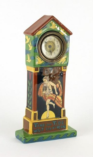 Shelley Foley Intarsio clock case, Time and Tide Wait