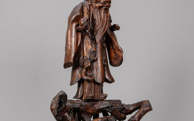 'Shou Xing 'wooden figure, burl wood, China, 19. Jh.