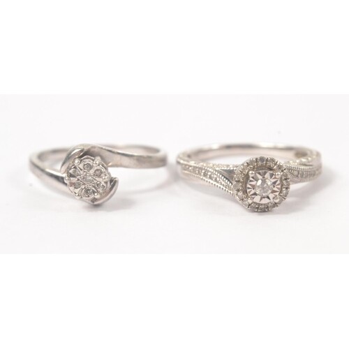 Silver 925 stamped CZ dress ring size Q weight 2.58g and a 9...