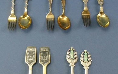 Silver Nichelson Danish Spoon and Fork Sets