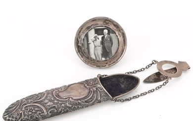 Silver items comprising Edwardian silver chatelaine spectacl...