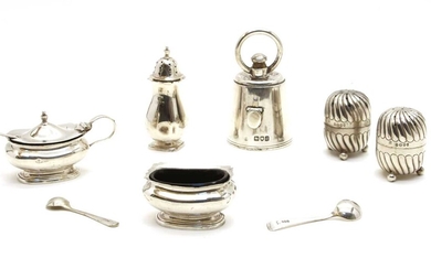 Silver items including a 'weight' pepper grinder by Jane Brownett