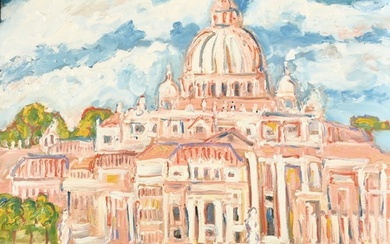 Simeon Stafford (b. 1956), a view of the Vatican, Rome, oil ...