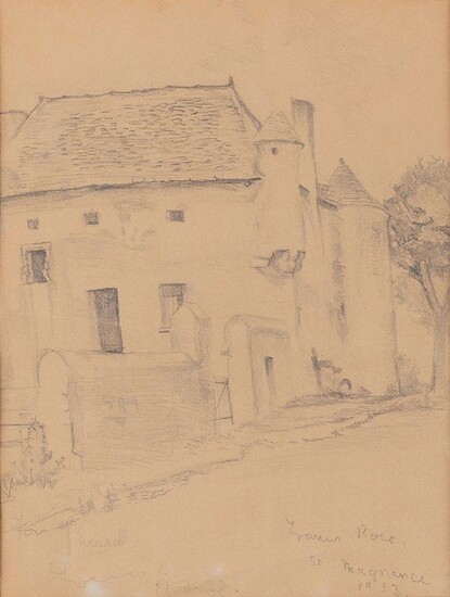 Sir Francis Rose, British 1909-1979 - Sainte-Magnance, 1933; pencil on paper, signed, titled and dated lower right 'Francis Rose St Magnance 1933' and dedicated lower left 'for Russell Francis 19.3.38', 25.5 x 19.5 cm (ARR)