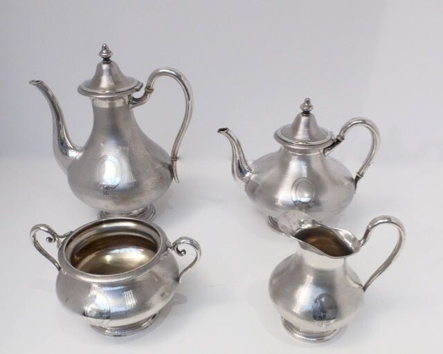 Solid silver coffee tea set 4 pieces - .800 silver - Austria Hungary import the Netherlands - 19th century