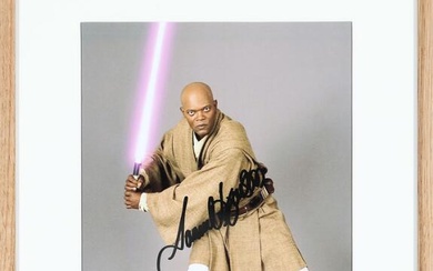 'Star Wars'. A signed colour promotional photograph of the American actor Samuel...