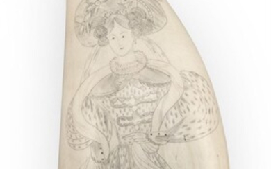 SCRIMSHAW WHALE'S TOOTH ATTRIBUTED TO WILLIAM SIZER Circa...
