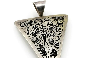 Sterling Silver Engraved Navajo Arrowhead Pendant