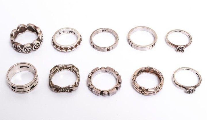 Sterling Silver Modern Rings Group of 10