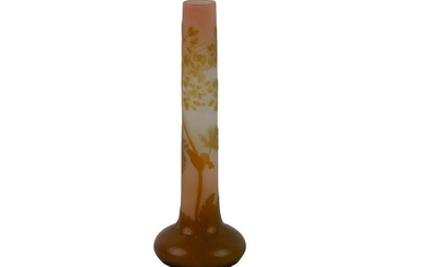 TALL GALLE CAMEO GLASS FLORAL VASE