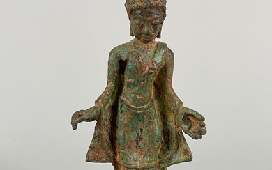 THAILANDE Petit bouddha debout en bronze Haut. : 16,5 cm