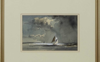 THE MEDWAY - A FOLLOWING BREEZE, A WATERCOLOUR BY ROWLAND HILDER