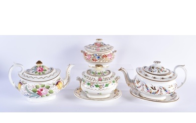 TWO EARLY 19TH CENTURY COALPORT RATHBONE TEAPOTS AND COVERS ...