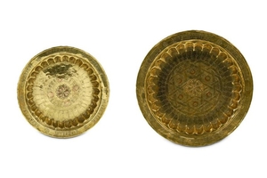 TWO SMALL COPPER INLAID BRASS DISHES Possibly Iran…