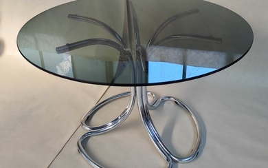 Table - smoked glass and chromed structure