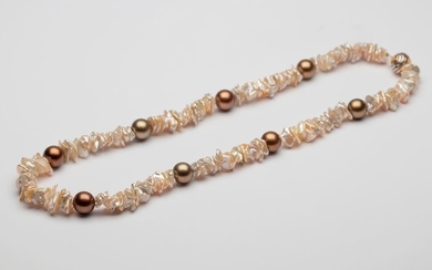 Takara - 18 kt. Keshi pearl, Keshi pearls, Tahitian pearl, White gold - Necklace
