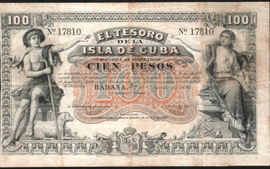 Tesoro de la Isla de Cuba. 12 de agosto de 1891. 100 pesos