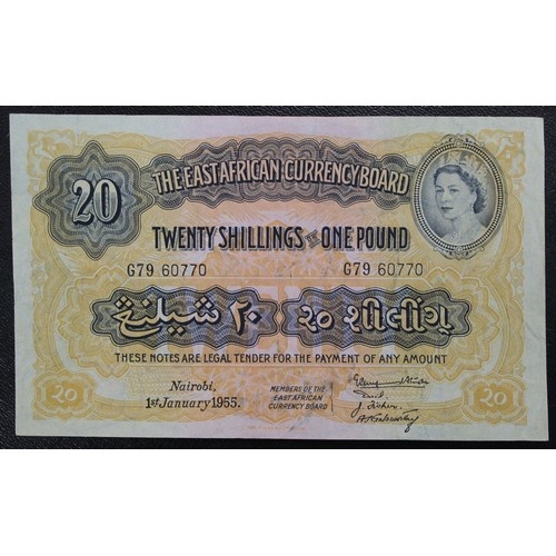 The East Africa Currency Board, 1955 20 Shillings or One Pou...
