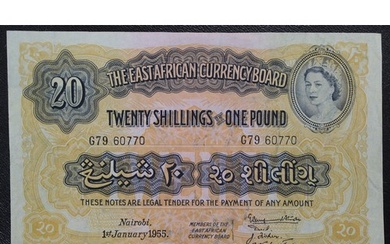 The East Africa Currency Board, 1955 20 Shillings or One Pou...