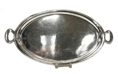 The Kalo Shops Sterling Silver Hand Wrought Handled Oval Serving Tray #208 c1910