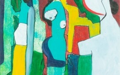 Theo Mackaay (1950), three female figures, oil on paper, signed...