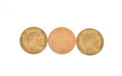 Three gold coins of 20 FF
