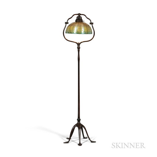 Tiffany Studios Bell Floor Lamp with Damascene Shade