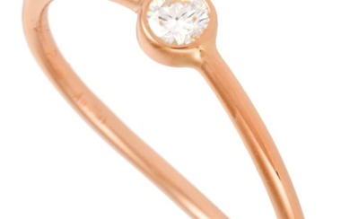 Tiffany Tiffany&Co Wave Single Row Diamond Ring K18PG #7.5 Elsa Peretti