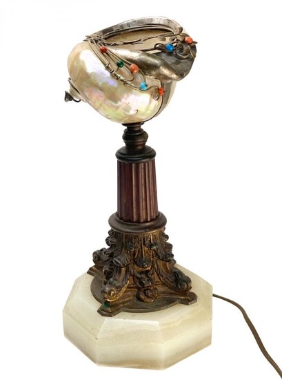 Tiffany & Co. Nautilus Shell and Bronze Table Lamp