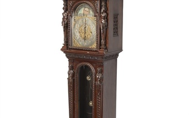 Tiffany & Co. Renaissance Style Carved Oak Tall Case Clock 20th Century
