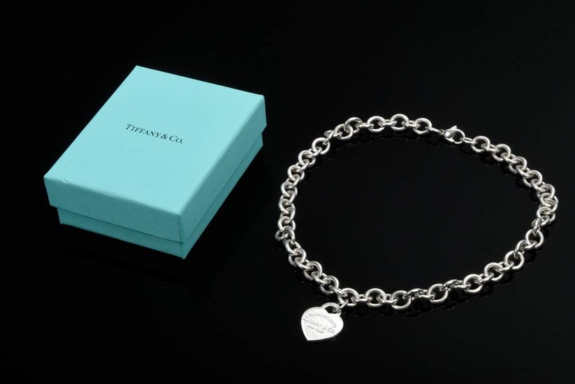 Tiffany & Co silver 925 link chain "Return to Tiffany" with heart pendant and lobster clasp, 71g, l. 44cm, original box