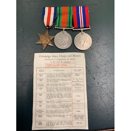 Trio of World War 2 medals awarded to J.P. Collins. Africa S...