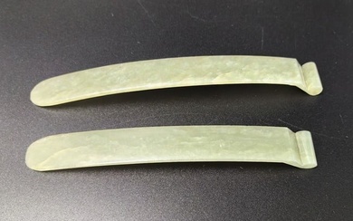 Two Chinese Qing Dynasty Hetian Jade Hair Pins