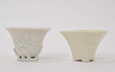 Two Chinese blanc-de-chine libation cups