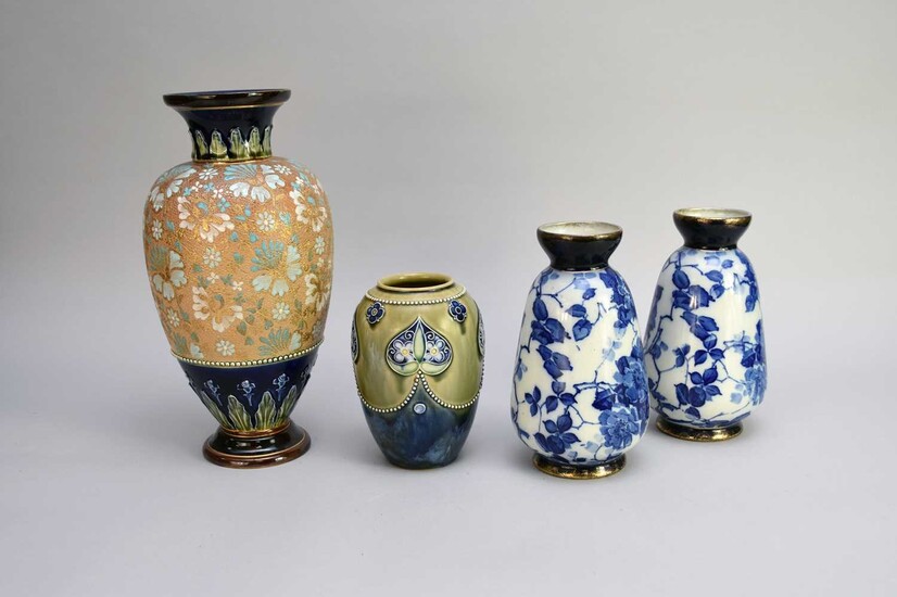 Two Doulton vases and a pair of Phoenix Ware vases