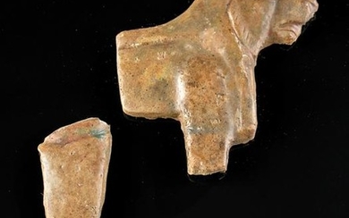 Two Egyptian Glass Lion Fragments - Head w/ Body & Leg