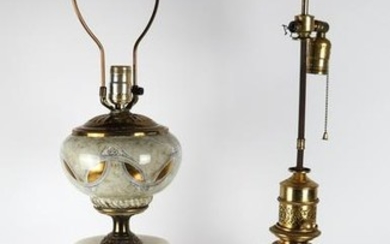 Two Lamps: Alabaster, Bronze, Ceramic