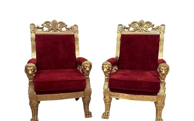Two Similar Louis XV Style Gilt Bronze Chairs