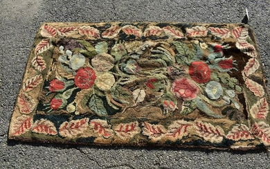 Two Woollen Hooked Floral Area Rugs