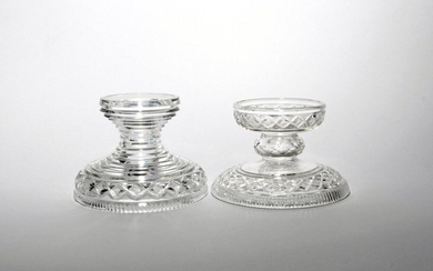 Two cut glass pineapple stands early 19th century, with wide...