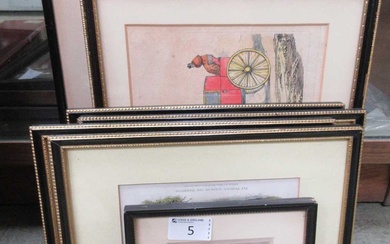 Two framed and glazed watercolours of cottage scenes together with...