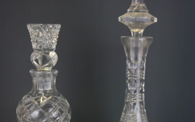 Two good cut crystal decanters, tallest 42cm.