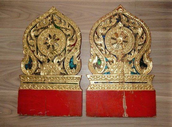 Two wooden temple panels Ratanakosin - Wood - Thailand - Rama VI (1910-1925)