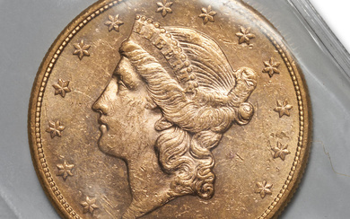 United States 1877-S Liberty $20 Double Eagle Gold Coin.