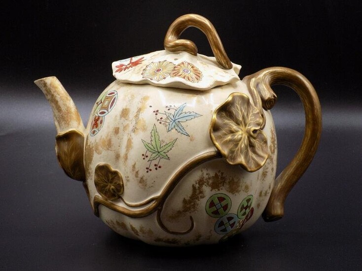 Unusual Japanese style teapot by Royal Worcester 1880