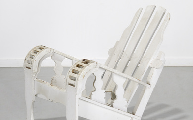 Unusual antique rolled-arm Adirondack chair