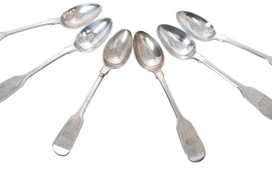 Unusual set 6 Victorian Irish small tea spoons