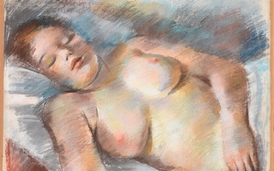 VERA ROCKLINE (1896-1934) Nu endormi Pastel Signé en bas à droite 48 x 63 cm...