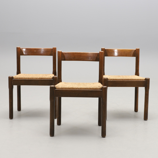 VICO MAGISTRETTI. CHAIRS, 3 pcs. , "Carimate", end of the 20th century.