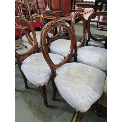 VICTORIAN HOOP BACK DINING CHAIRS, set of 5 carved walnut di...
